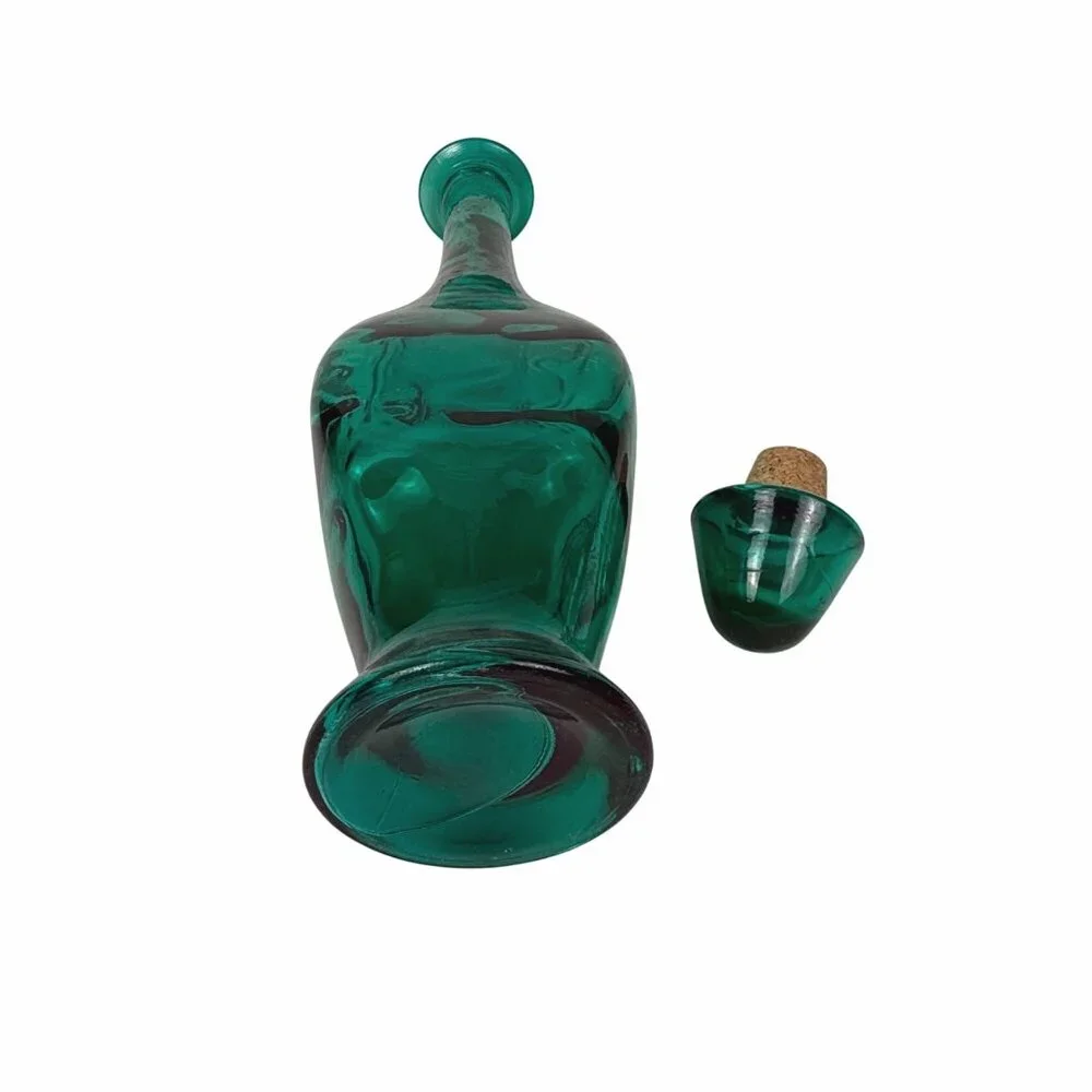 Pier 1 Imports Green Glass Decanter Square Genie Bottle 19